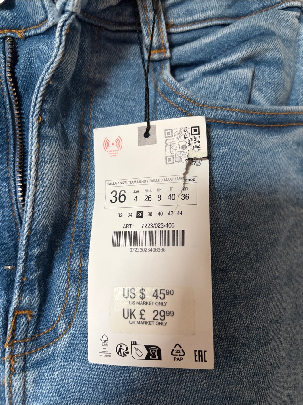 Zara Light Blue Wide-Leg Flare Jeans - Picture 2 of 6
